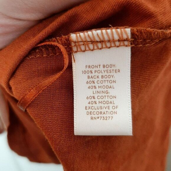 LC Lauren Conrad 3/4 Clipped Floral Dot Blouse in Rust Orange sz L NWT - Picture 8 of 8